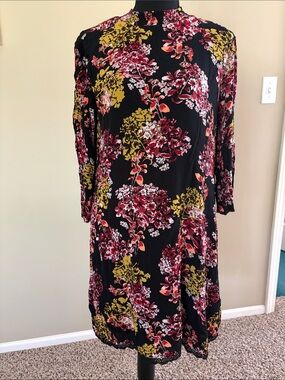 Floral Nina Leonard Long Sleeved Dress Sz L